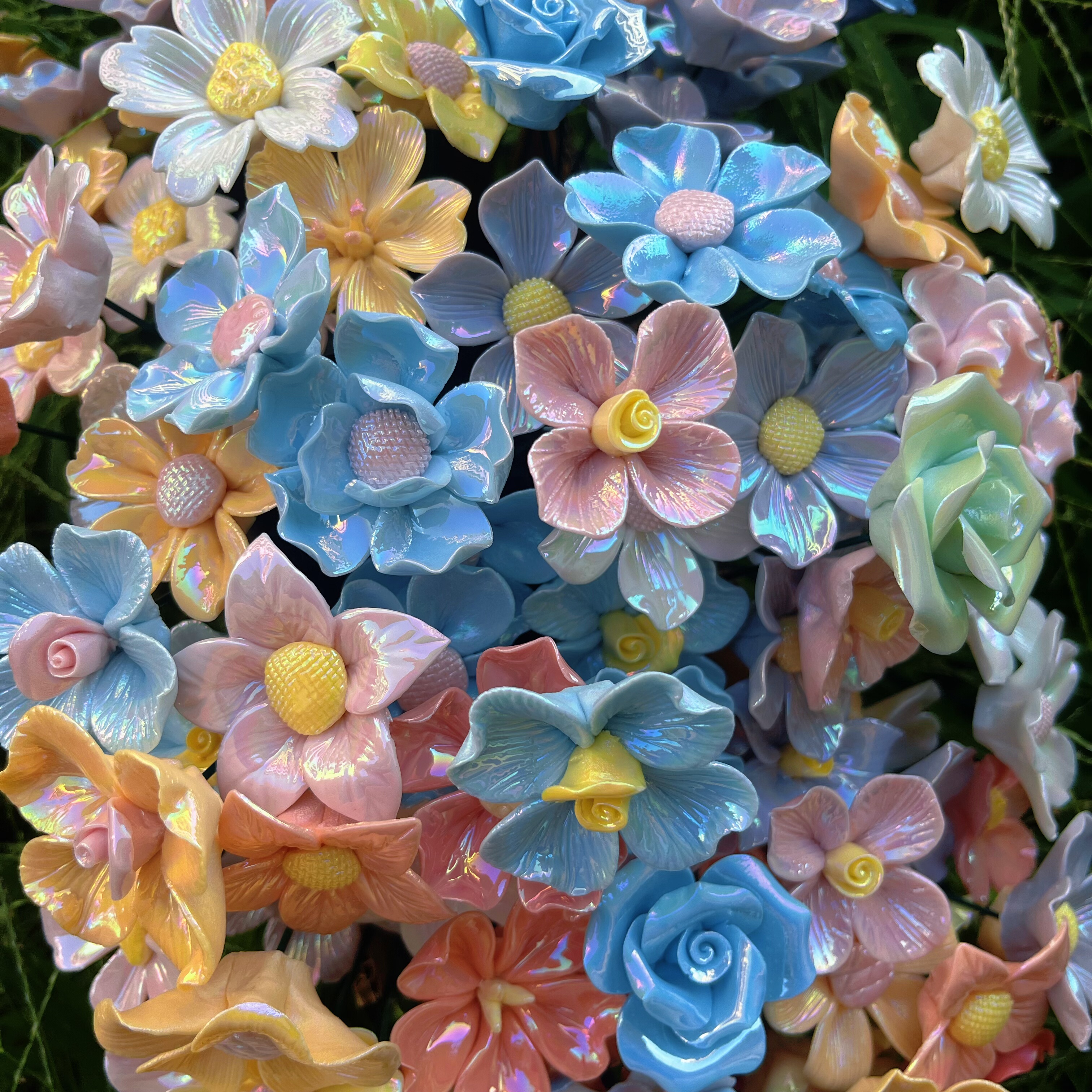 景德镇珍珠釉陶瓷花手工仿真花永生花小清新陶瓷花室内装饰品单朵