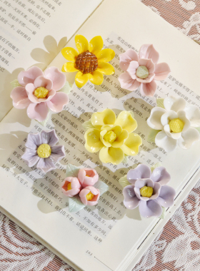 手工捏花梅花牡丹向日葵冰箱贴磁贴磁铁磁吸冰箱装饰品创意diy