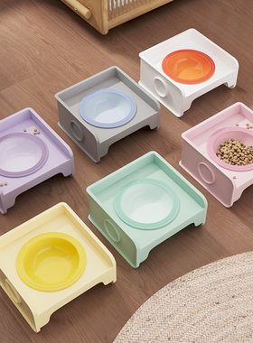 新款方块猫碗架餐桌可拼接狗碗猫食盆陶瓷宠物碗水碗粮防漏食护颈