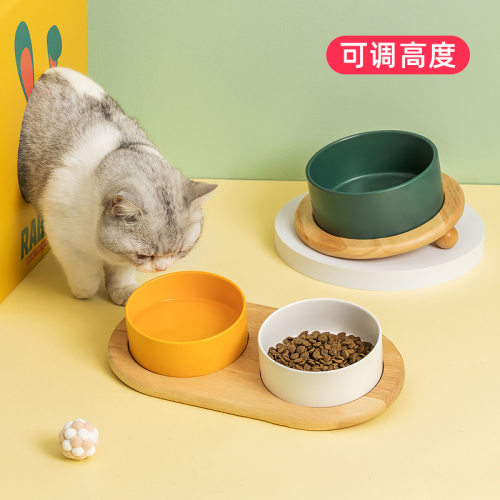 陶瓷猫碗猫咪食盆猫咪粮碗狗盆狗碗饮水碗双碗保护颈椎宠物碗用品