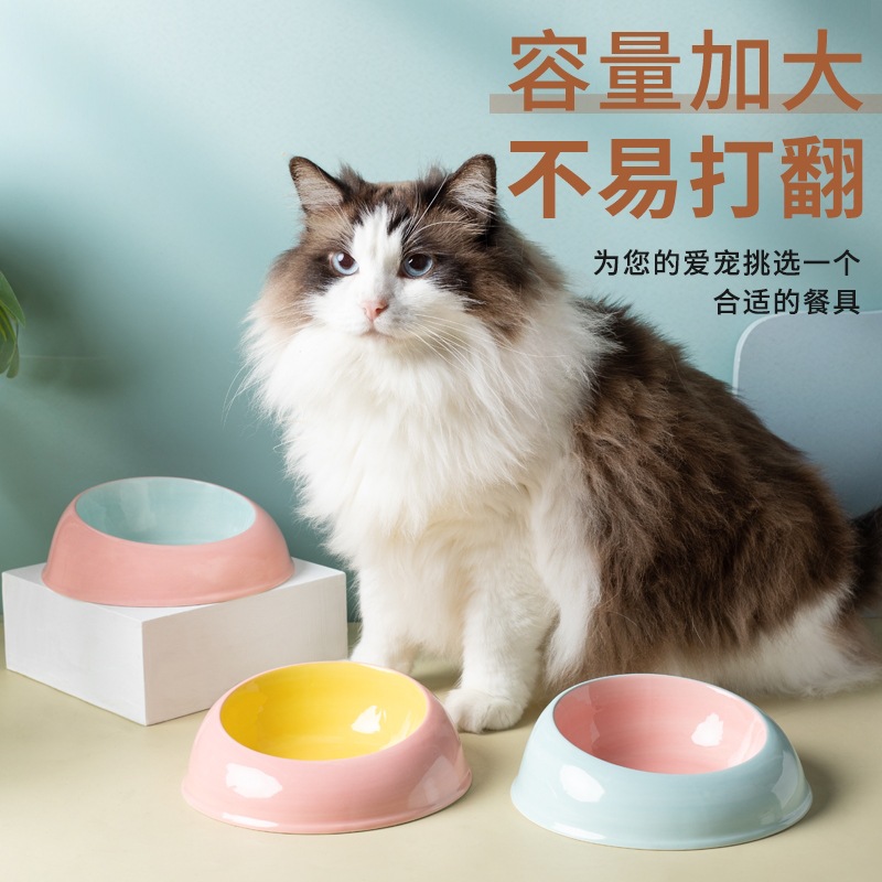 新款ins猫碗陶瓷猫粮碗 喝水碗猫咪食盆防打翻宠物用品狗狗饮水碗
