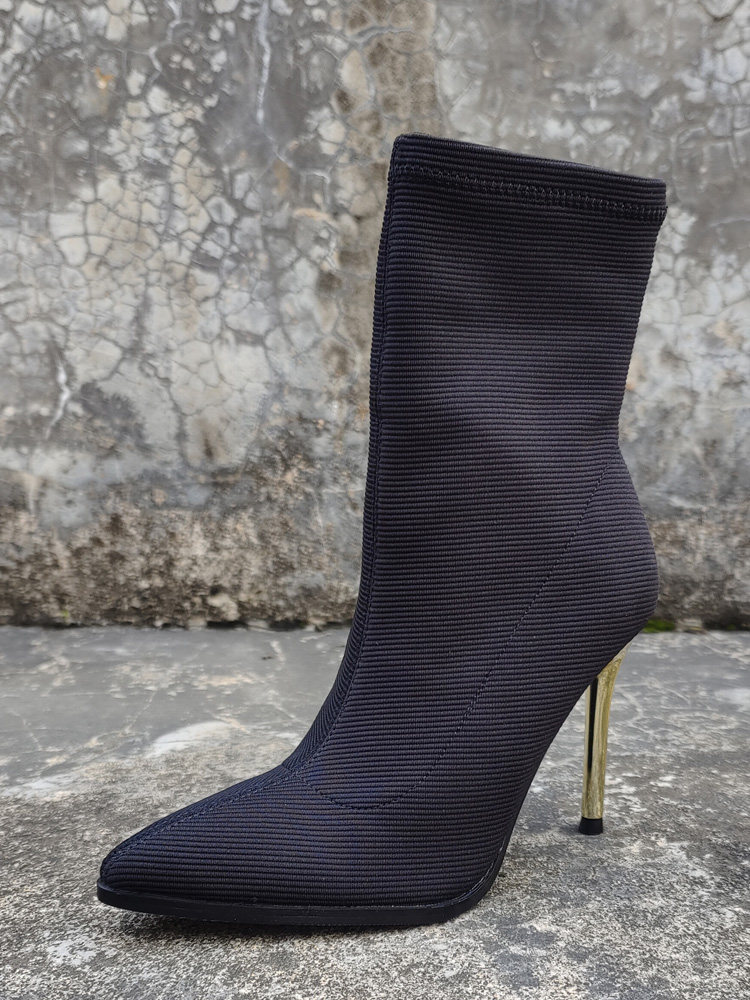 SKINNY BOOTS 2023 AUTUMN AND WINTER NEW POINTED TOE KNITTED STRETCH CLOTH SLEEVE STILETTO HEEL WOMENS BOOTS SUPER HIGH HEEL BOOTIE WOMEN