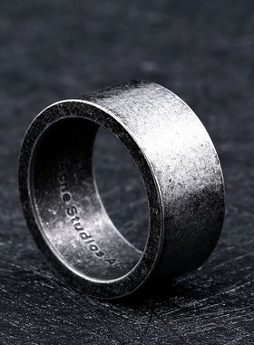 素圈砂面钛钢简约戒指男士