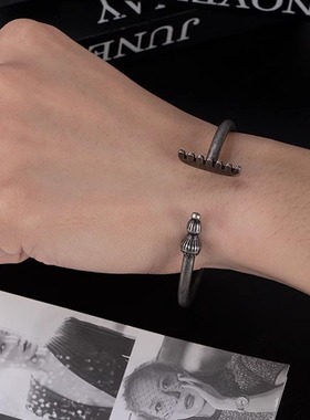 西游记法器天蓬元帅九齿钉耙猪八戒金属手镯男复古钛钢黑神话手环