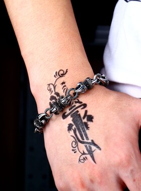 中国风龙爪复古朋克饰品钛钢男士手链不掉色不锈钢朋克链条手饰品