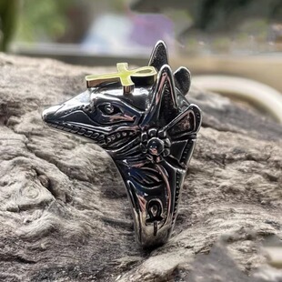 ROCK PUN希腊神话阿努比斯防身钛钢戒指高级感士潮牌单身食指环