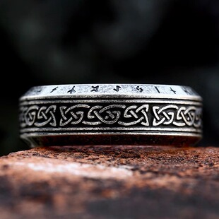 北欧维京凯尔特结个性字母钛钢戒指 复古时尚简约高级感单身指环