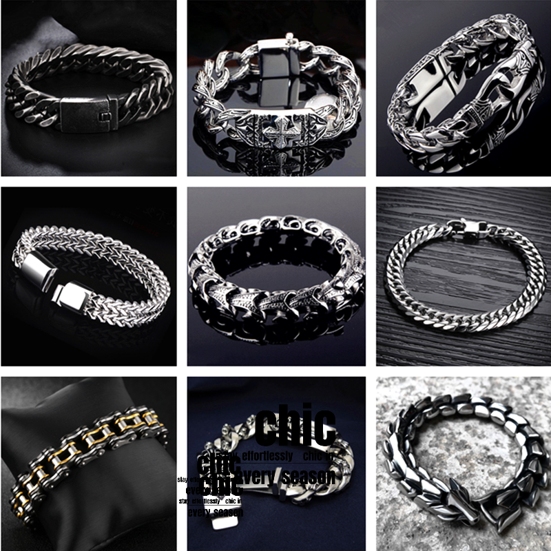 朋克风高级感男钛钢十字架手链