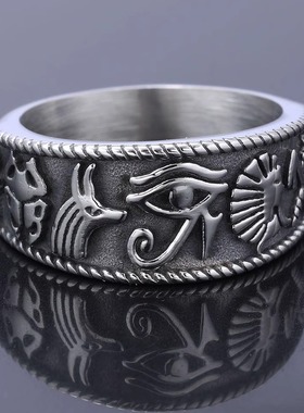 时尚单品个性复古流行荷鲁斯之眼闭口圈戒指欧美希腊神话个性指环