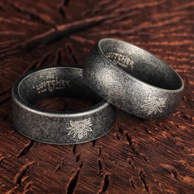 欧美复古做旧古银色TheWitcher3狼头钛钢戒指巫师3男士指环饰品