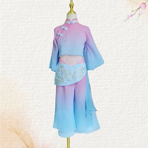 儿童古典舞演出服新款画茶闲情叙舞蹈服女童民间中国风秧歌表演服