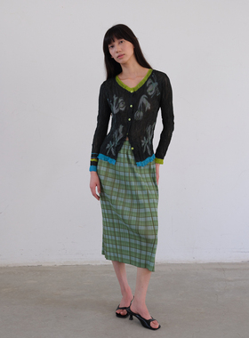 JT JANE原创小众设计长袖微透褶皱亲肤不规则压褶印花上衣开衫