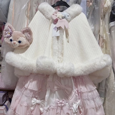 Lolita斗篷冬民国加厚斗篷披肩旗袍气质高端秋冬保暖外套毛绒婚礼