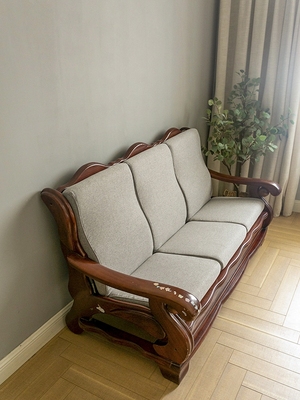 加厚冬季老式实木头沙发垫带靠背中式红木质春秋椅子海绵坐垫加硬