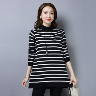 加绒加厚长袖打底衫女中长款大码遮肚2025秋冬装新款内搭套头上衣