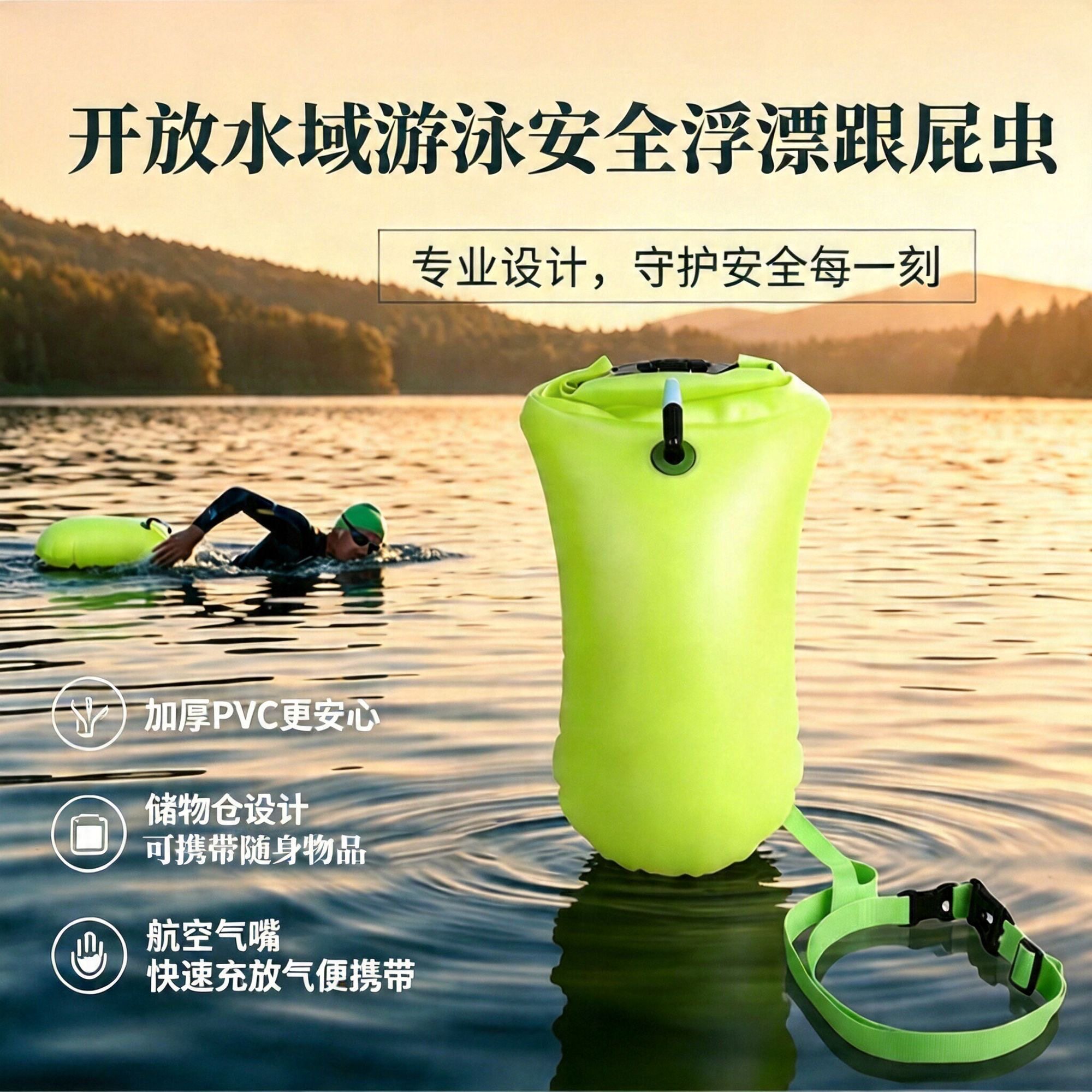 跟屁虫游泳充气漂浮标球加厚双气囊储物一体便携防溺水救生袋浮囊