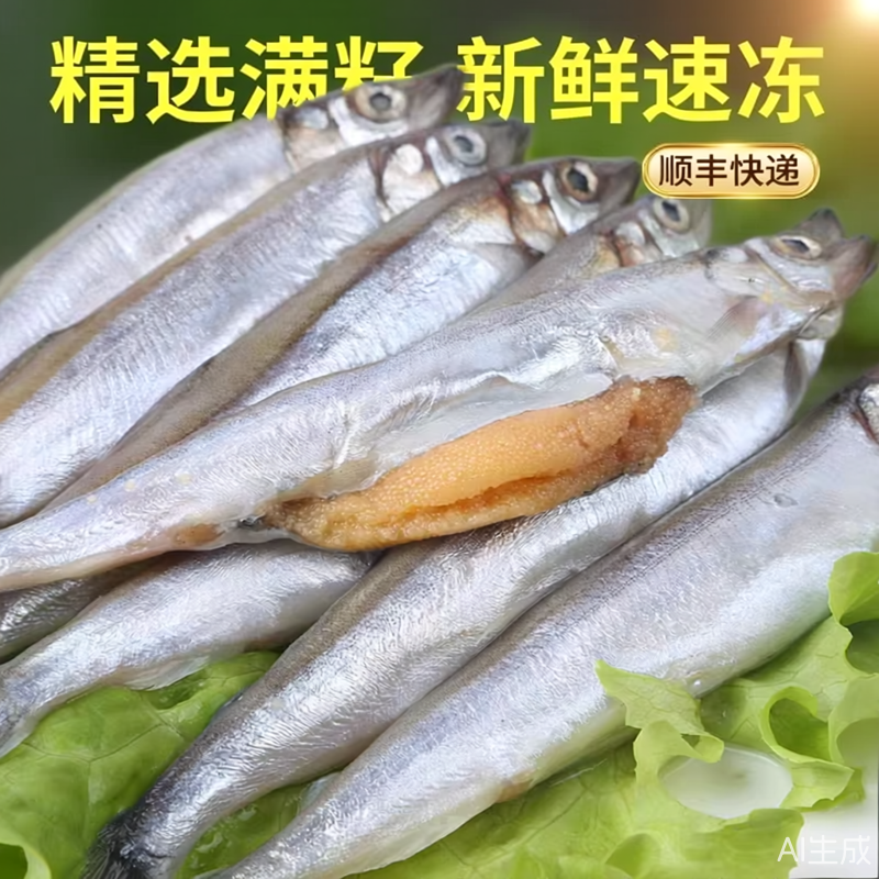 新鲜多春鱼满籽海鲜多春鱼籽鲜活冷冻鱼特大多春鱼鲜多籽鱼1500g