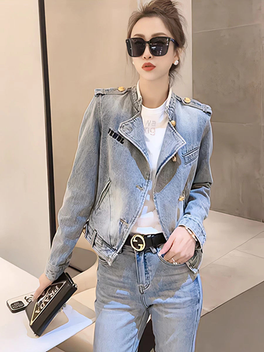 欧洲站时尚复古字母刺绣牛仔外套女2025年春秋新款宽松显瘦上衣潮