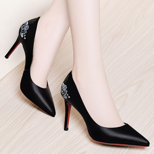 高跟鞋细跟女鞋子2026年春季新款皮鞋配旗袍穿的时尚气质尖头单鞋