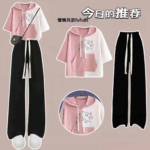 套装连帽日系短袖少女中大童棉
