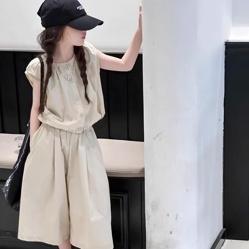 女童夏装套网红炸街大阔腿两件套