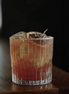 创意古典杯威士忌冰球杯竖纹鸡尾酒杯岩石杯复古酒吧商用调酒杯子