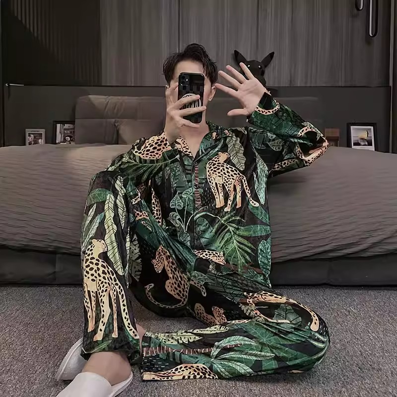 轻奢男士睡衣冬款2025新款金丝绒春秋冬季时尚居家服男款大码套装