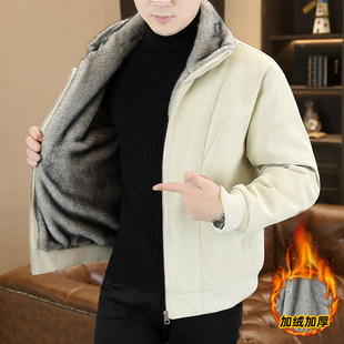 冬季 潮流帅气外套 毛绒翻领皮夹克男皮毛一体加绒加厚保暖皮衣冬装