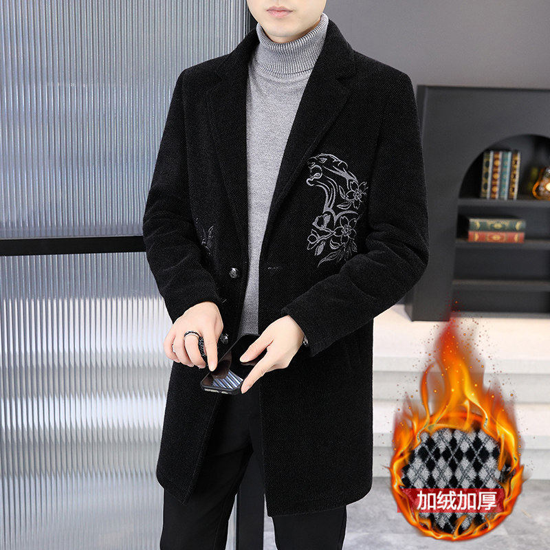 秋冬季中长款毛呢大衣男加绒加厚韩版潮流西装金貂绒呢子风衣外套,男装,毛呢大衣,淘宝优惠券,粉丝福利购,淘宝优惠卷
