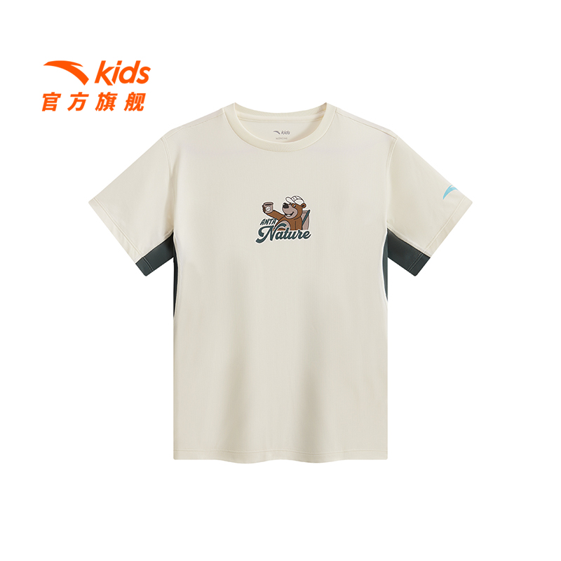 安踏儿童男大童针织短袖衫