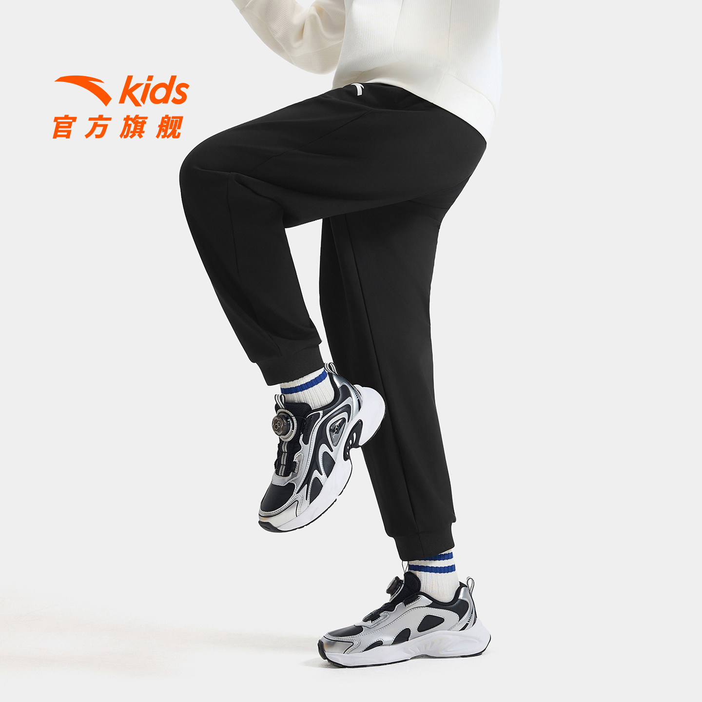 安踏儿童男大童针织运动长裤2026春款上新舒适保暖中大童加绒裤子