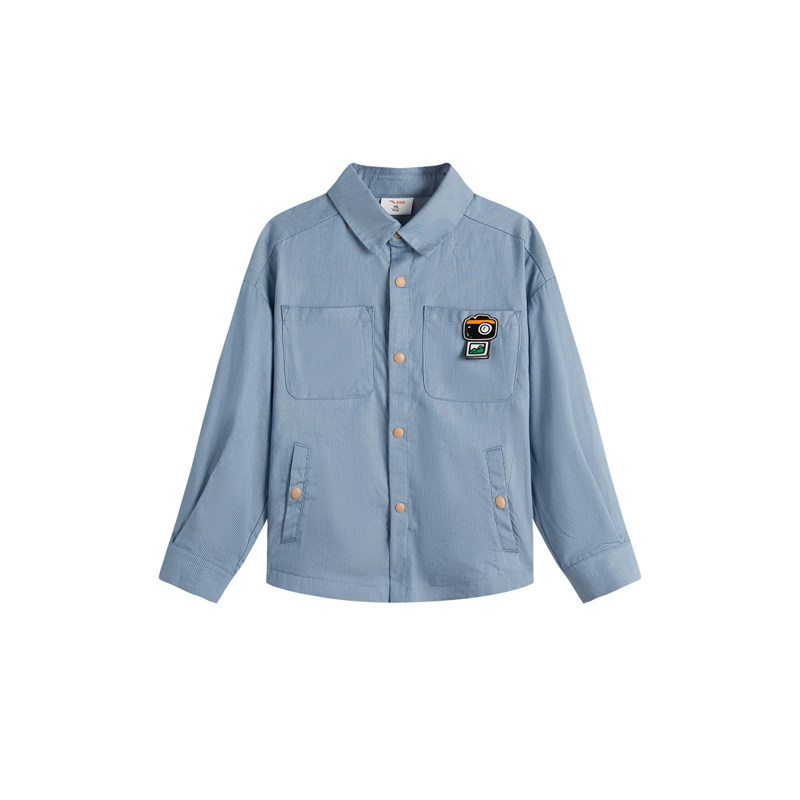 安踏儿童男女小童长袖衬衫2025夏季新款柔软亲肤儿童时尚百搭衬衫