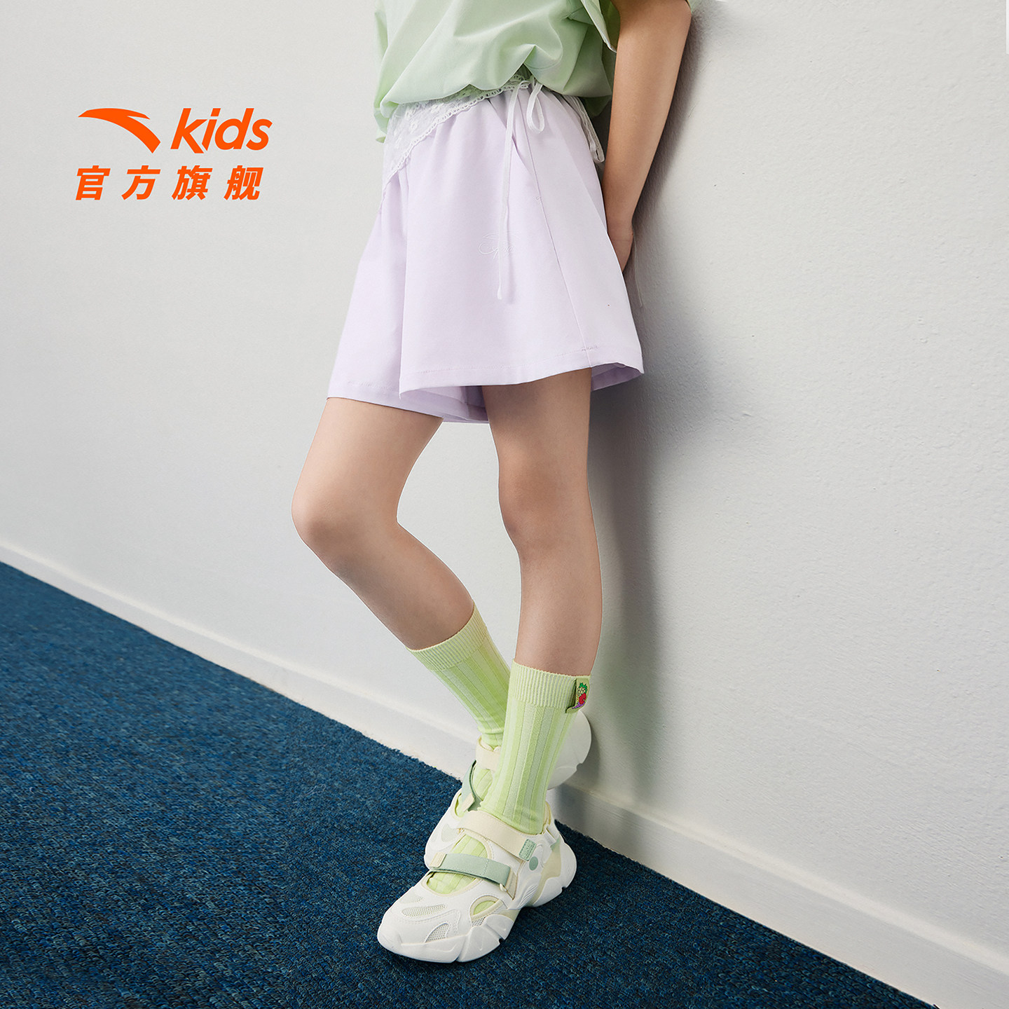 安踏儿童装女童五分裤子运动短裤夏季薄款2026新款速干夏装运动裤