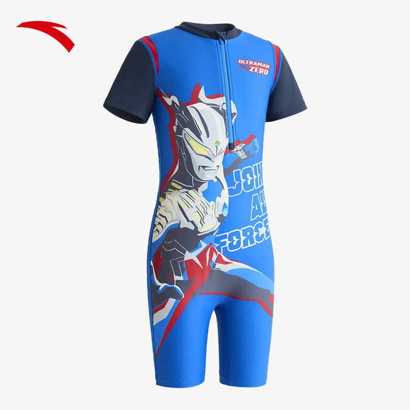 安踏儿童男小童连体泳装2025新款上新抗氯弹力奥特曼儿童防晒泳装