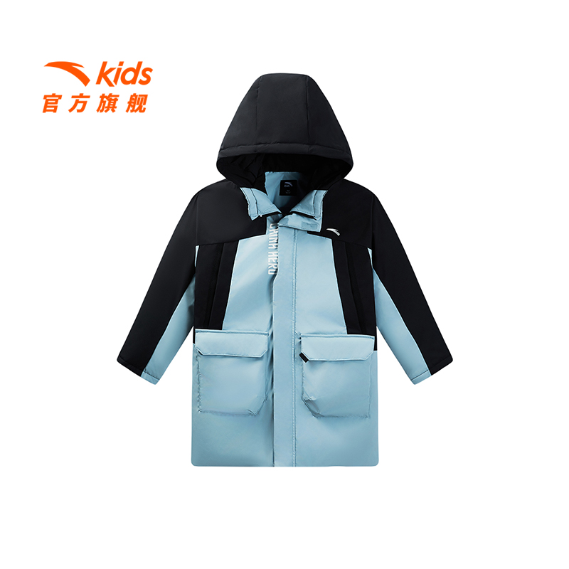 安踏儿童男大童防水中长羽绒服