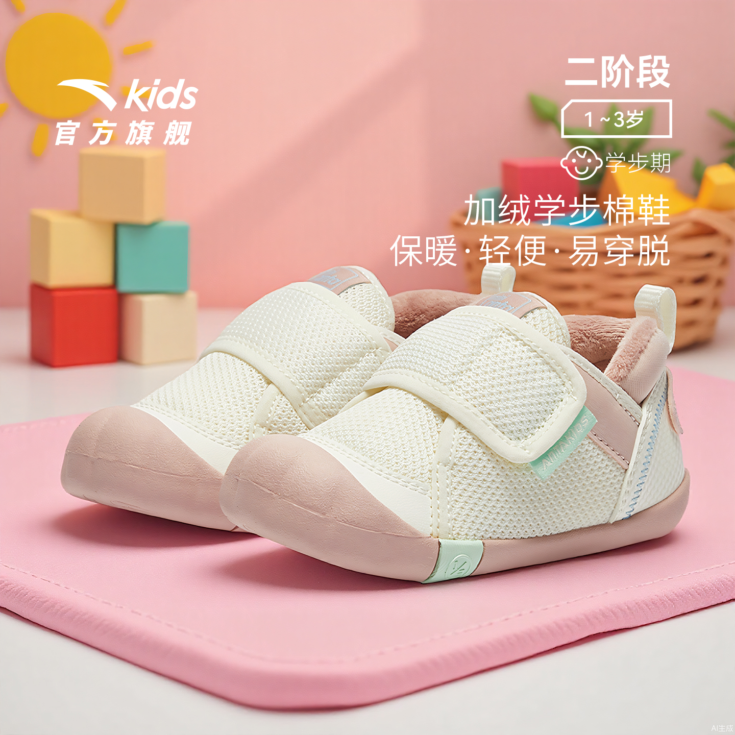安踏学步鞋二阶加绒保暖二棉鞋