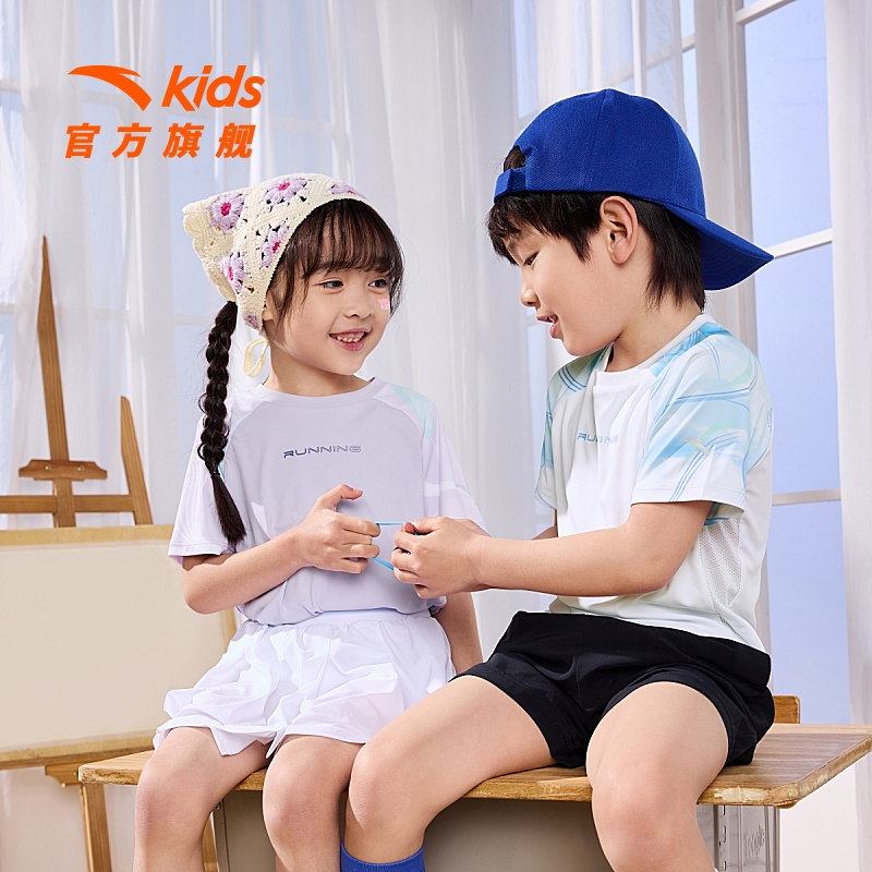 安踏儿童女小童运动速干短袖T恤