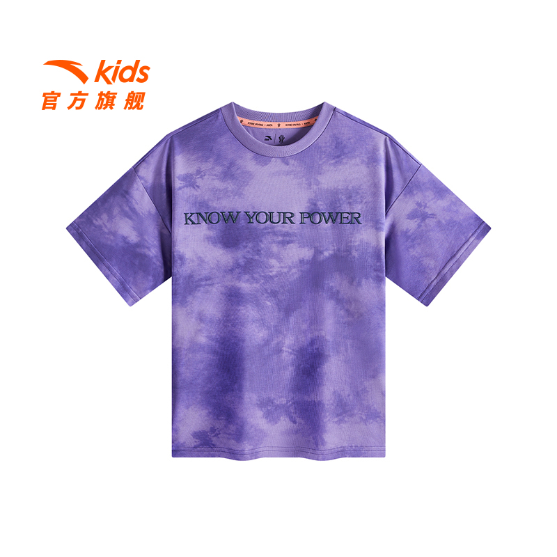 安踏儿童男大童针织短袖衫