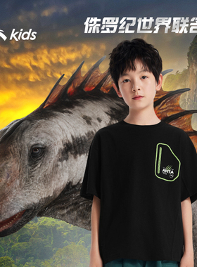 安踏儿童侏罗纪IP短袖丨夏季短袖男大童针织T恤衫25秋季新款纯棉