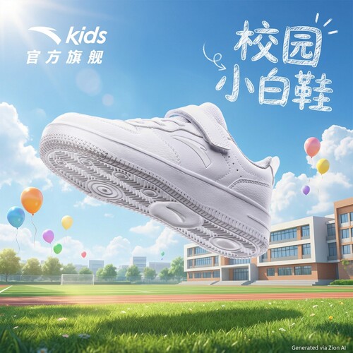 安踏儿童小白鞋低帮板鞋男女童