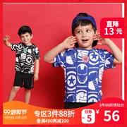 Anta Xiaomanwei trẻ em chính thức lưu trữ quần áo trẻ em 2019 mùa hè nam áo thun ngắn tay cho bé mùa hè - Áo thun