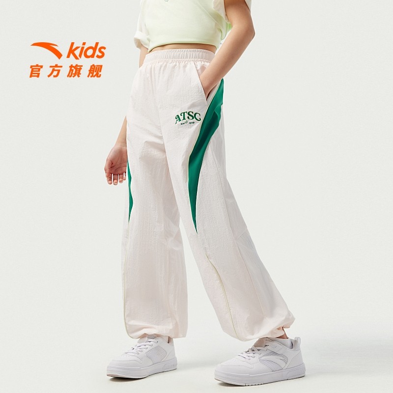 安踏儿童女大童运动长裤2026夏季新款透气亲肤中大童直筒裤休闲裤