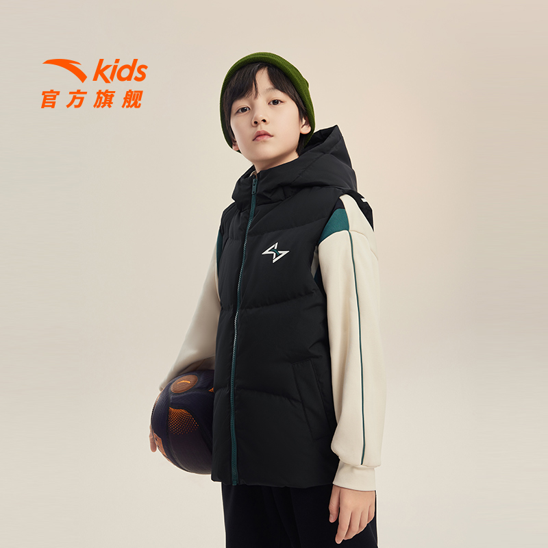 安踏儿童羽绒马甲保暖抗寒