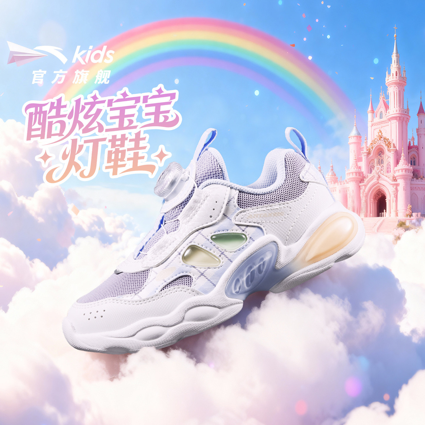 安踏儿童灯鞋童鞋宝宝2026新款跑鞋发光鞋子闪光运动鞋男女童灯鞋