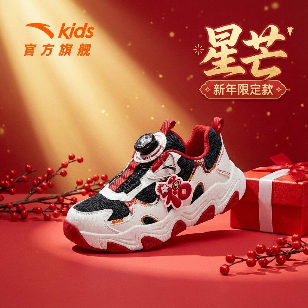 星芒丨安踏儿童运动鞋男童鞋2026新年红色犟弹软底休闲鞋纽扣童鞋,童鞋/婴儿鞋/亲子鞋,运动鞋,淘宝优惠券,粉丝福利购,淘宝优惠卷