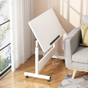 可移动床边折叠桌l升降电脑学习书桌简易可调节倾斜写字台沙发边