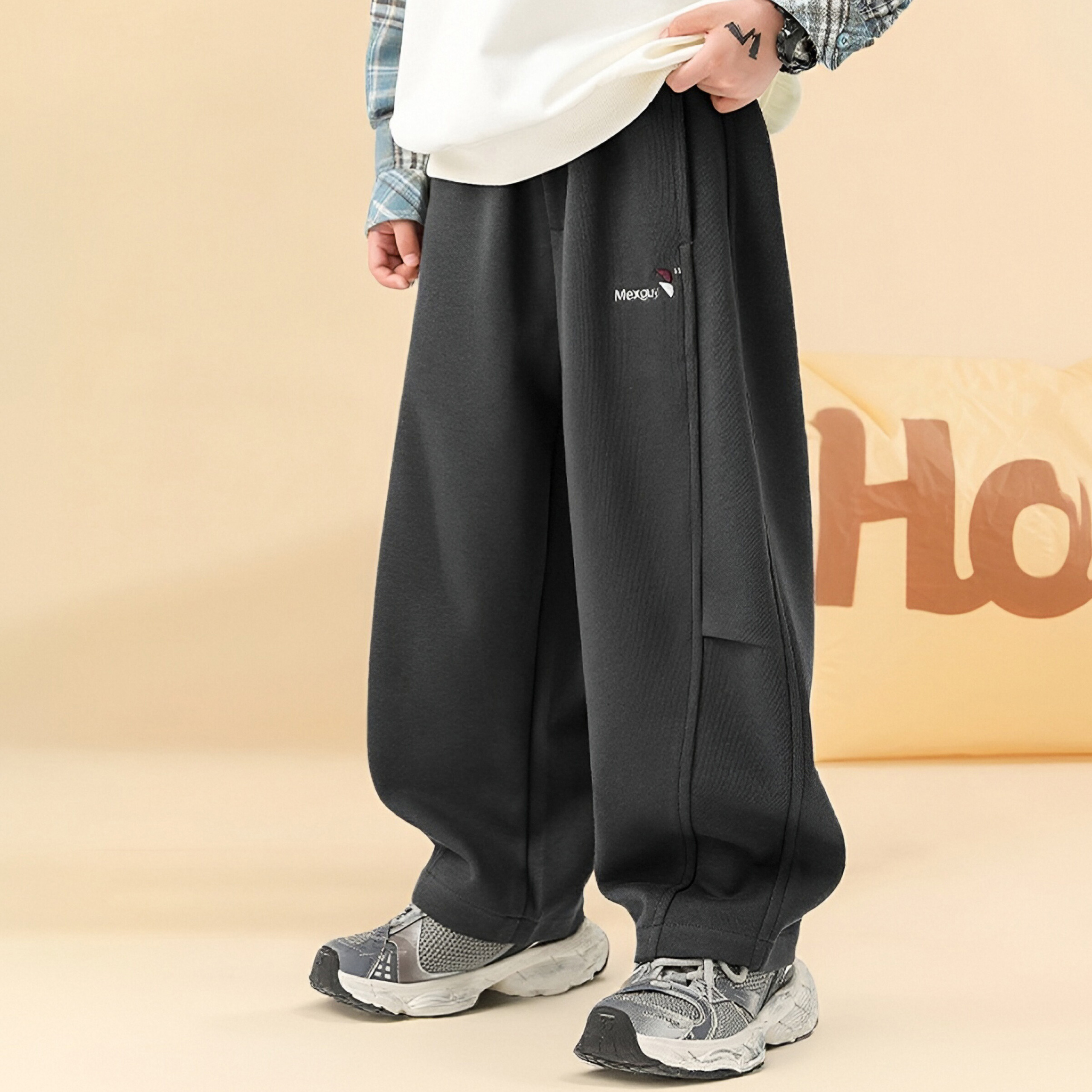 米西果童装男童裤子2025新款男孩秋冬运动裤儿童加绒长裤大童卫裤