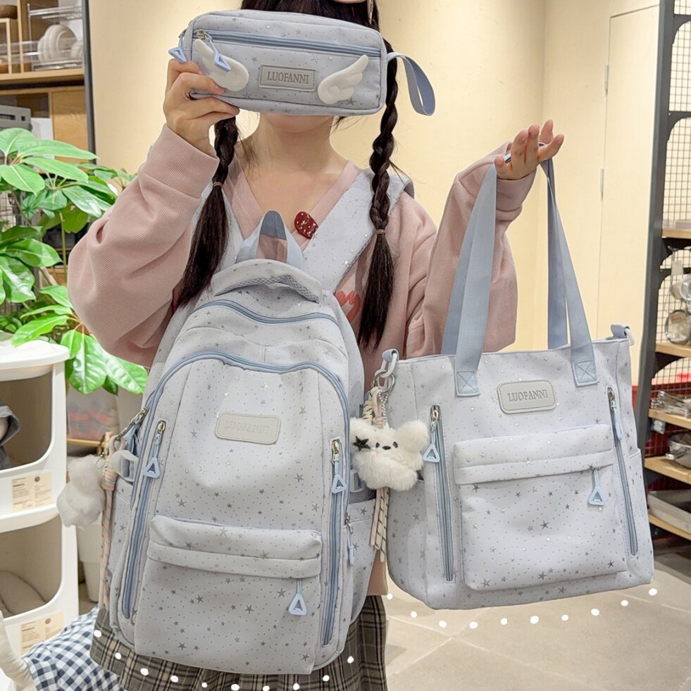 少女风满天星双肩包女小学生校园大容量高颜值书包初中生减负背包