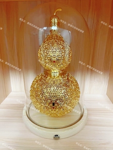 适用于铜师傅真金鎏镀花丝吉祥葫芦实木底防尘罩收纳盒展示盒罩子
