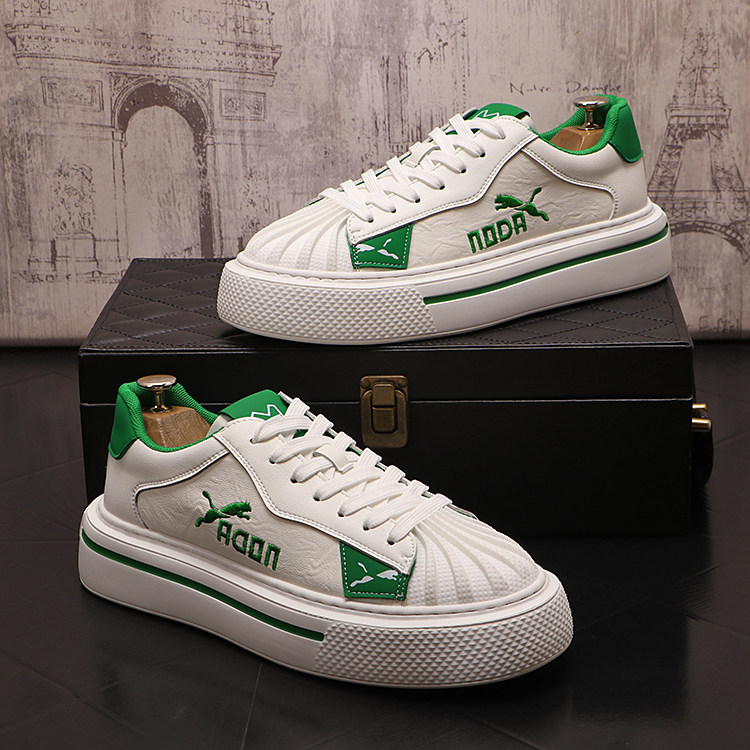 时尚百搭低帮男鞋子青春潮流白色韩版运动休闲鞋新款男士厚底板鞋